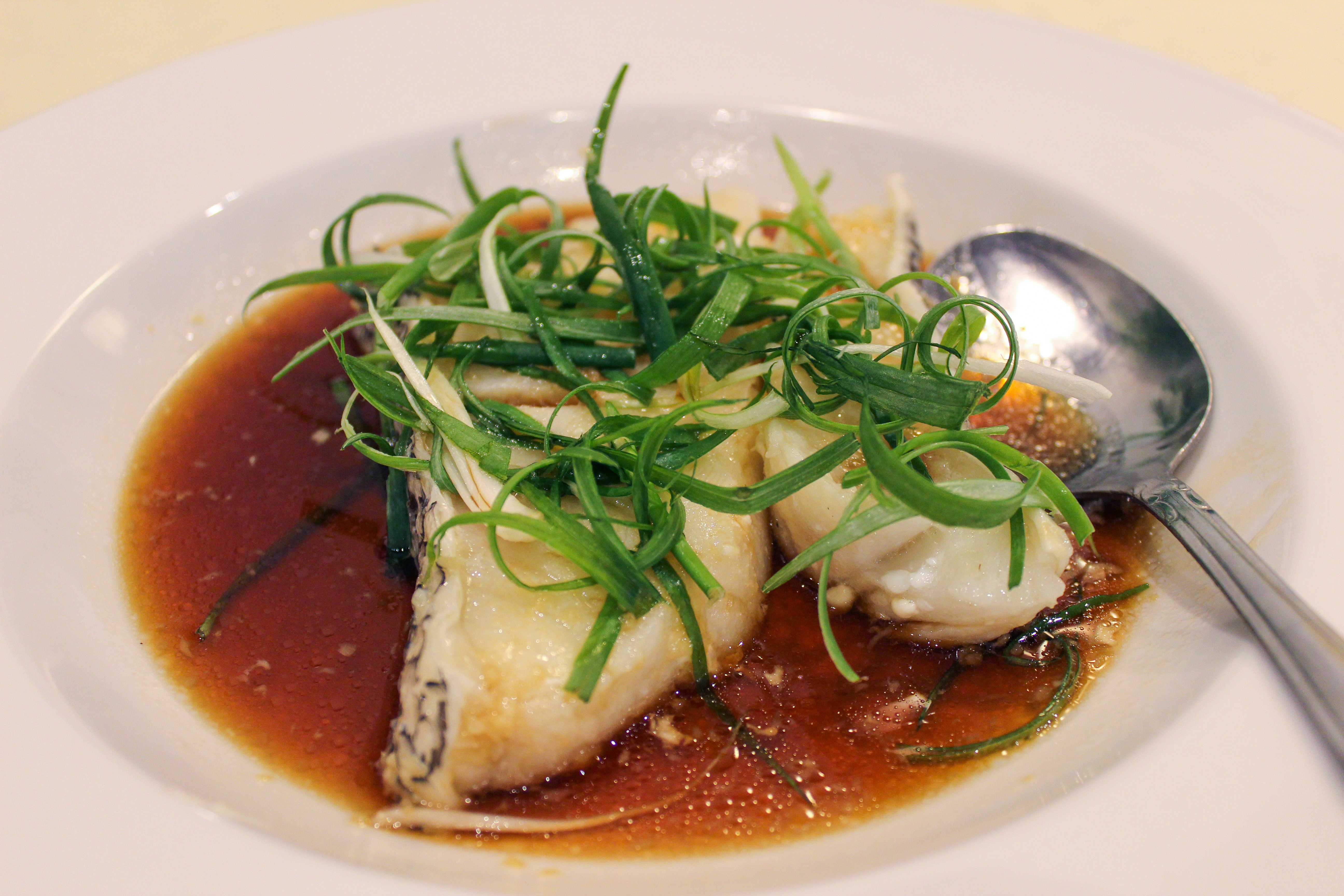 steamed sea bass